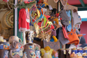 Street trading Christmas traditional souvenirs