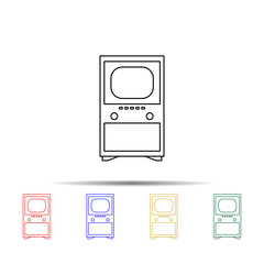 first TV multi color style icon. Simple thin line, outline vector of generation icons for ui and ux, website or mobile application