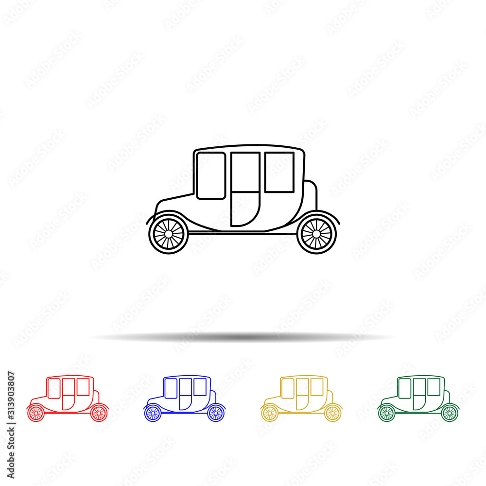 Poster car chaise multi color style icon. simple thin line, outline vector of generation icons for ui and u