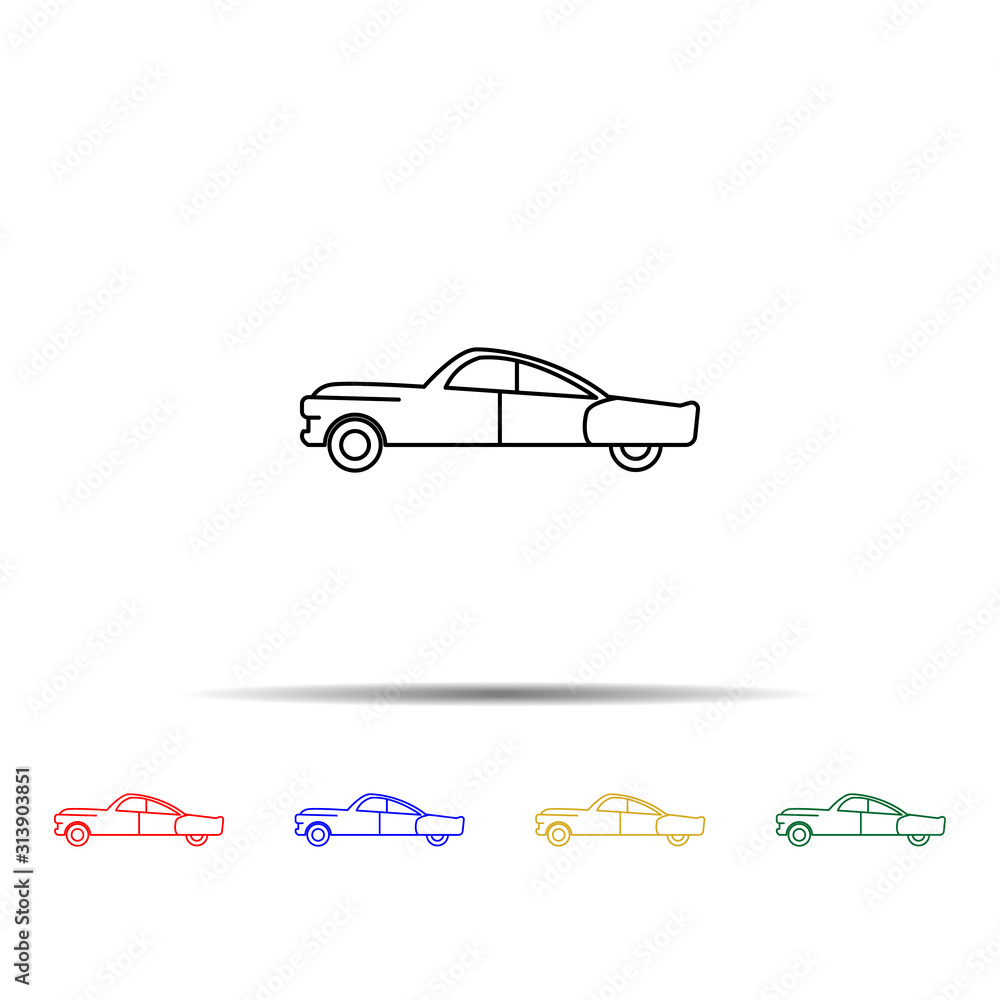 Poster car of the fifties multi color style icon. simple thin line, outline vector of generation icons for 