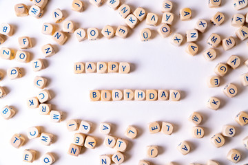 Cubes with letters building the words 