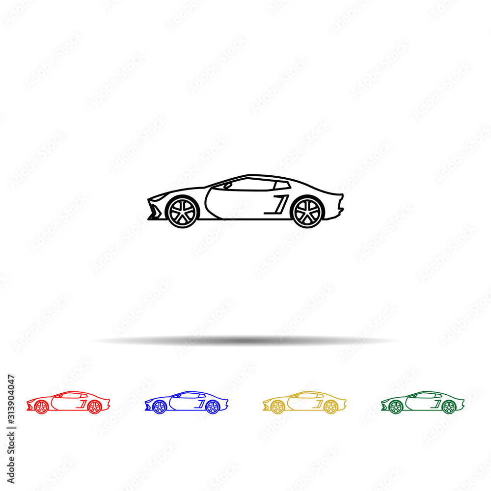 Aufkleber car sport car multi color style icon. simple thin line, outline vector of generation icons for ui an