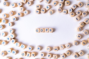 Cubes with letters building the word 