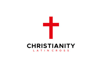 Religious Symbol Christianity Latin Cross. Flat Vector Icon Design Template Element