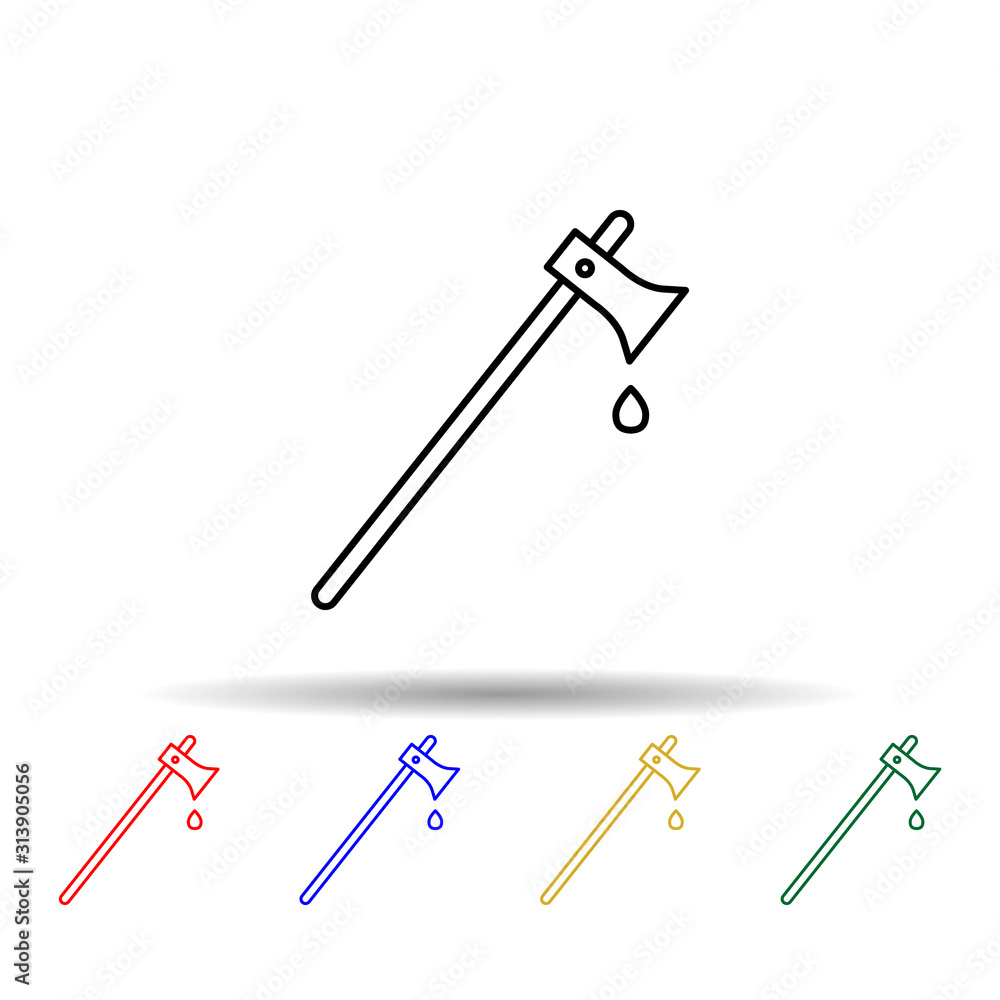 Poster axe or ax with blood multi color style icon. simple thin line, outline vector of halloween icons for