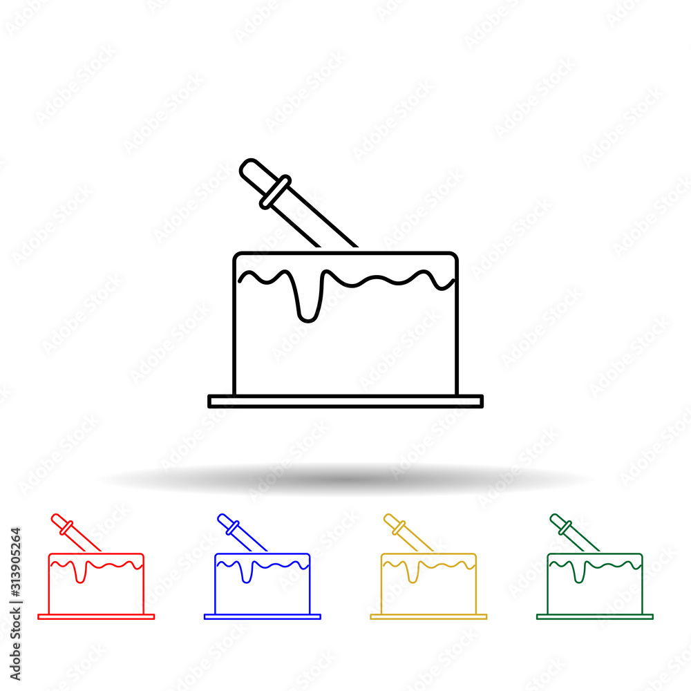 Poster knife in cake halloween multi color style icon. simple thin line, outline vector of halloween icons 