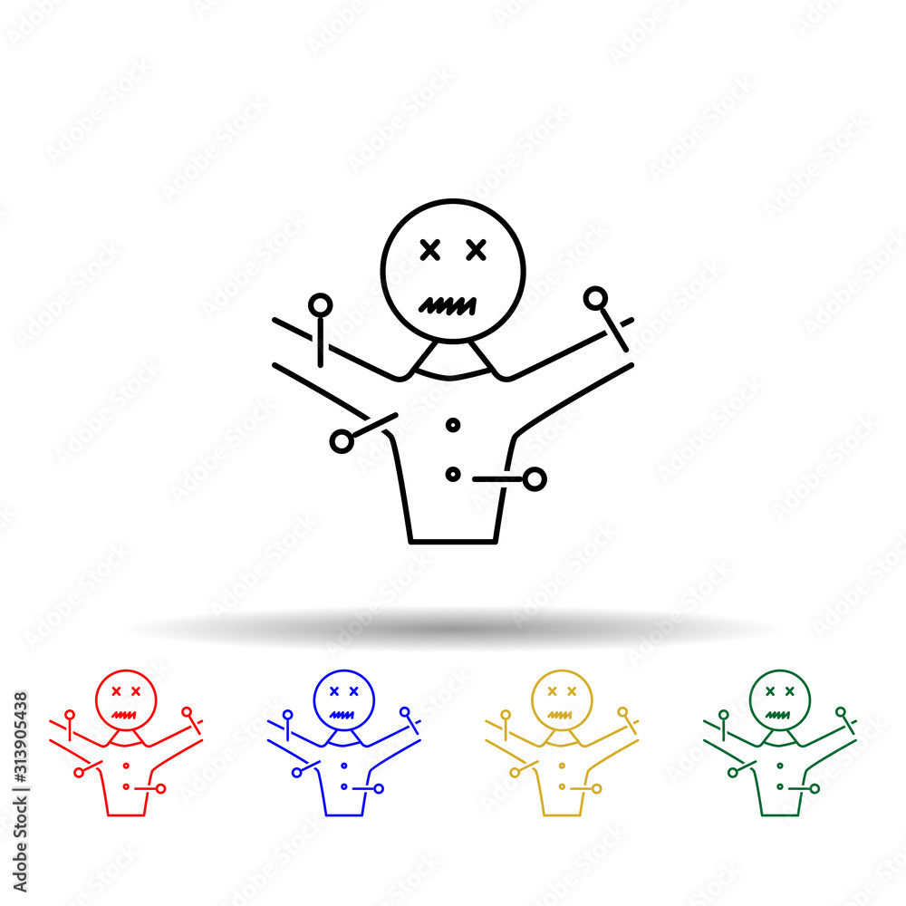 Aufkleber voodoo needles halloween multi color style icon. simple thin line, outline vector of halloween icons
