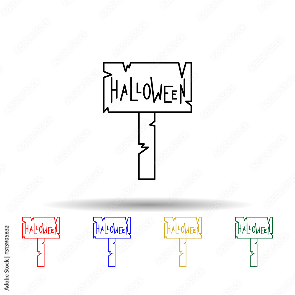 Aufkleber halloween signboard multi color style icon. simple thin line, outline vector of halloween icons for 