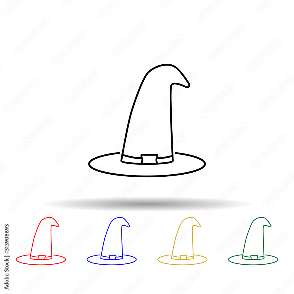 Aufkleber witch hat halloween multi color style icon. simple thin line, outline vector of halloween icons for 