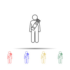 man with arrow bag multi color style icon. Simple thin line, outline vector of vmle bag and luggage icons for ui and ux, website or mobile application
