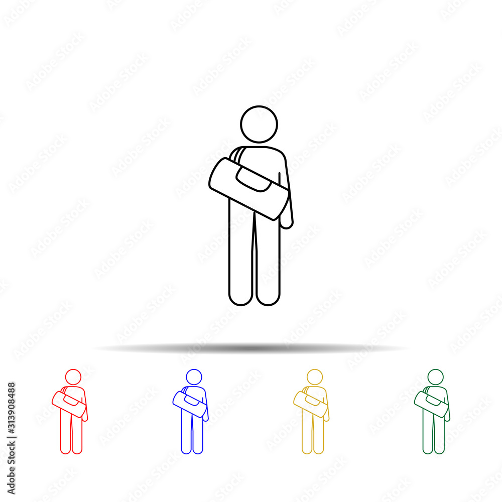 Poster man with barrel multi color style icon. simple thin line, outline vector of vmle bag and luggage ico