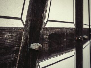 Timber framing wall in old house