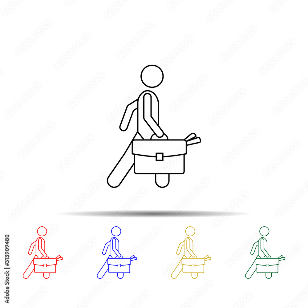 Poster architect multi color style icon. simple thin line, outline vector of vmle bag and luggage icons for