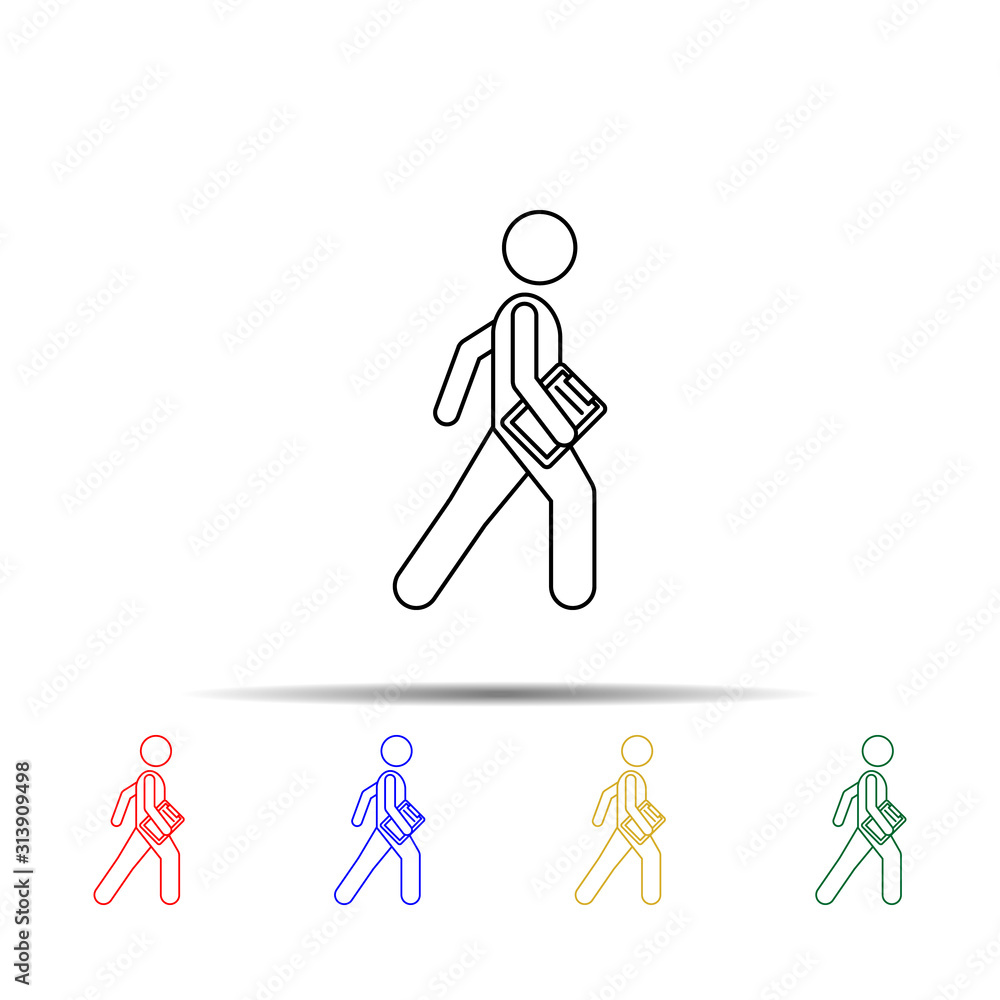 Poster man with paper folder multi color style icon. simple thin line, outline vector of vmle bag and lugga
