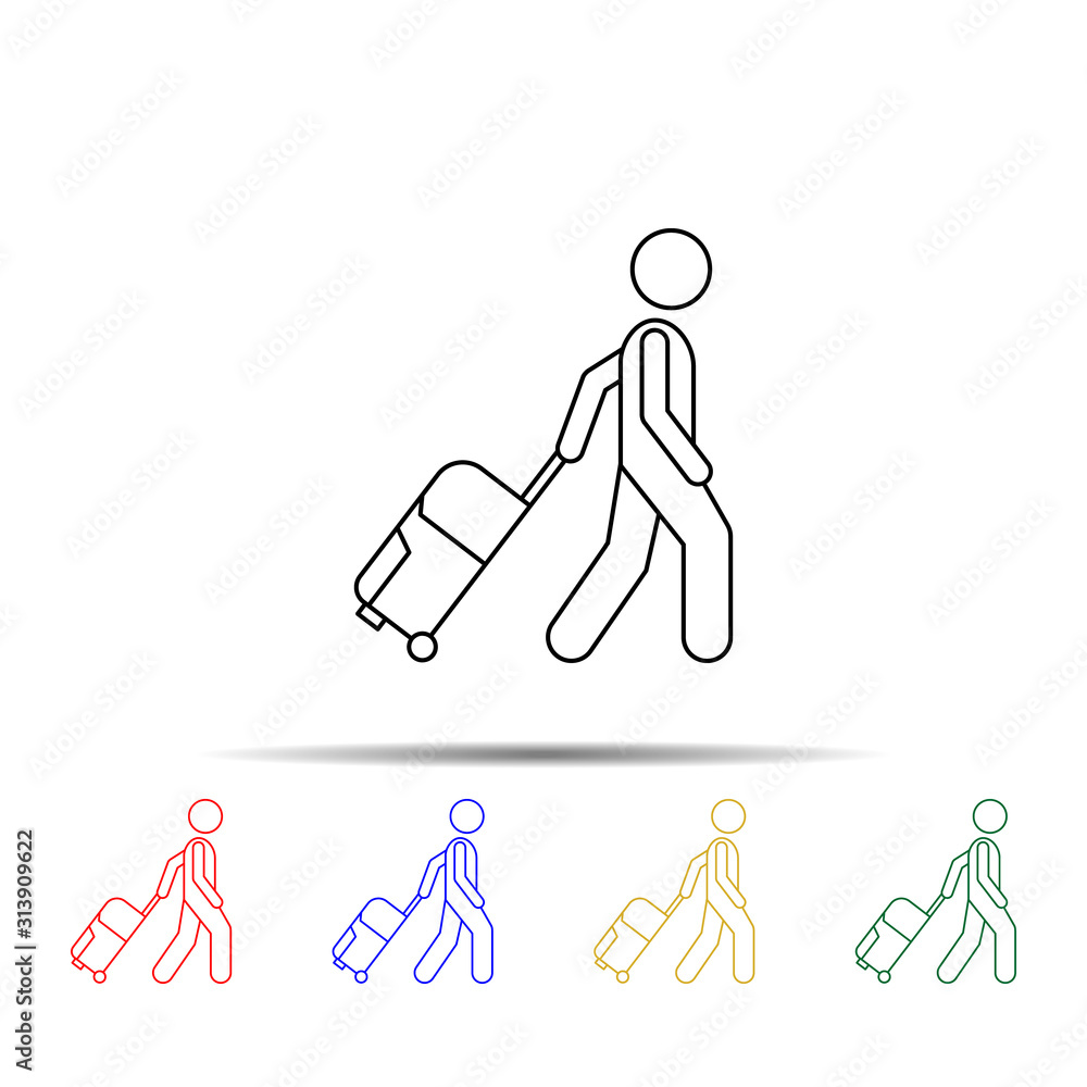 Poster man with luggage multi color style icon. simple thin line, outline vector of vmle bag and luggage ic