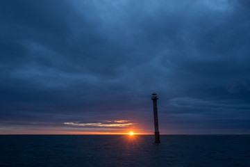 Skew lighthouse in the Baltic Sea. Kiipsaar, Harilaid, Saaremaa, Estonia, Europe.
