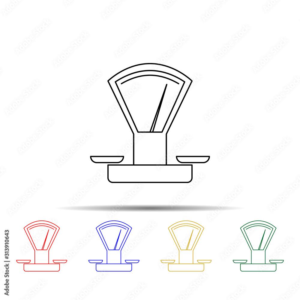 Poster mechanical scales multi color style icon. simple thin line, outline vector of measure icons for ui a