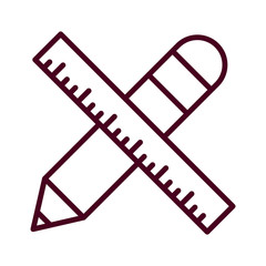 Isolated pencil and ruler tool vector design