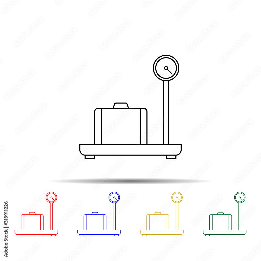 Poster cargo scales multi color style icon. simple thin line, outline vector of measure icons for ui and ux