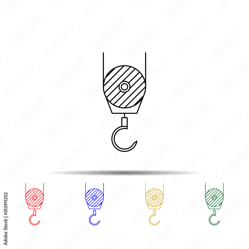 Poster a hook from a construction crane multi color style icon. simple thin line, outline vector of measure
