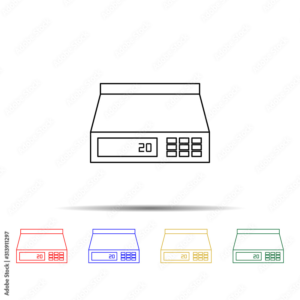 Poster electronic balance multi color style icon. simple thin line, outline vector of measure icons for ui 