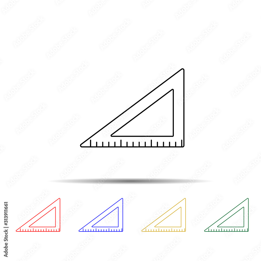 Poster angled ruler multi color style icon. simple thin line, outline vector of measure icons for ui and ux