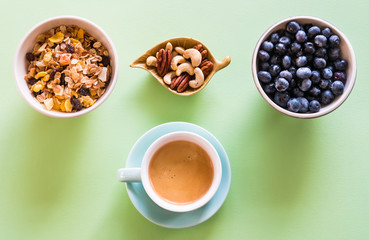 Heathy breakfast and coffee.