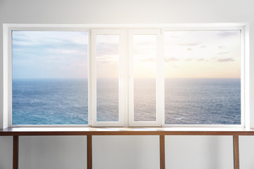 Fototapeta premium Big modern metal-plastic window in flat