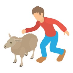 Sheep farming icon. Isometric illustration of sheep farming vector icon for web
