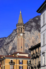 VECCHIO CAMPANILE A LECCO IN ITALIA, OLD BELL TOWER IN LECCO CITY IN ITALY