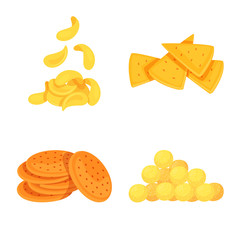 Vector design of food and crunchy icon. Collection of food and flavor stock vector illustration.