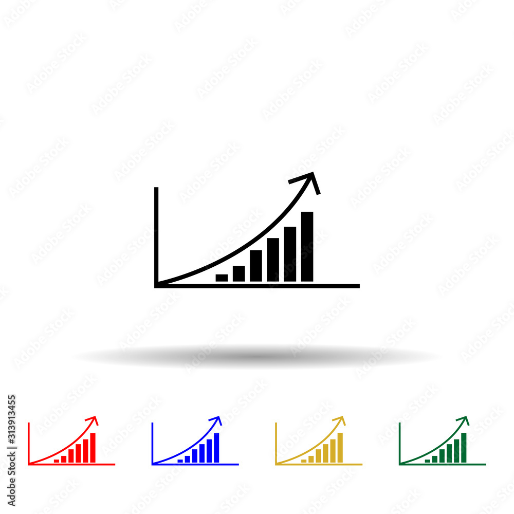 Poster growing graph multi color style icon. simple glyph, flat vector of profit icons for ui and ux, websi
