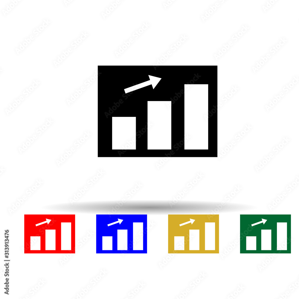 Poster growing graph multi color style icon. simple glyph, flat vector of profit icons for ui and ux, websi