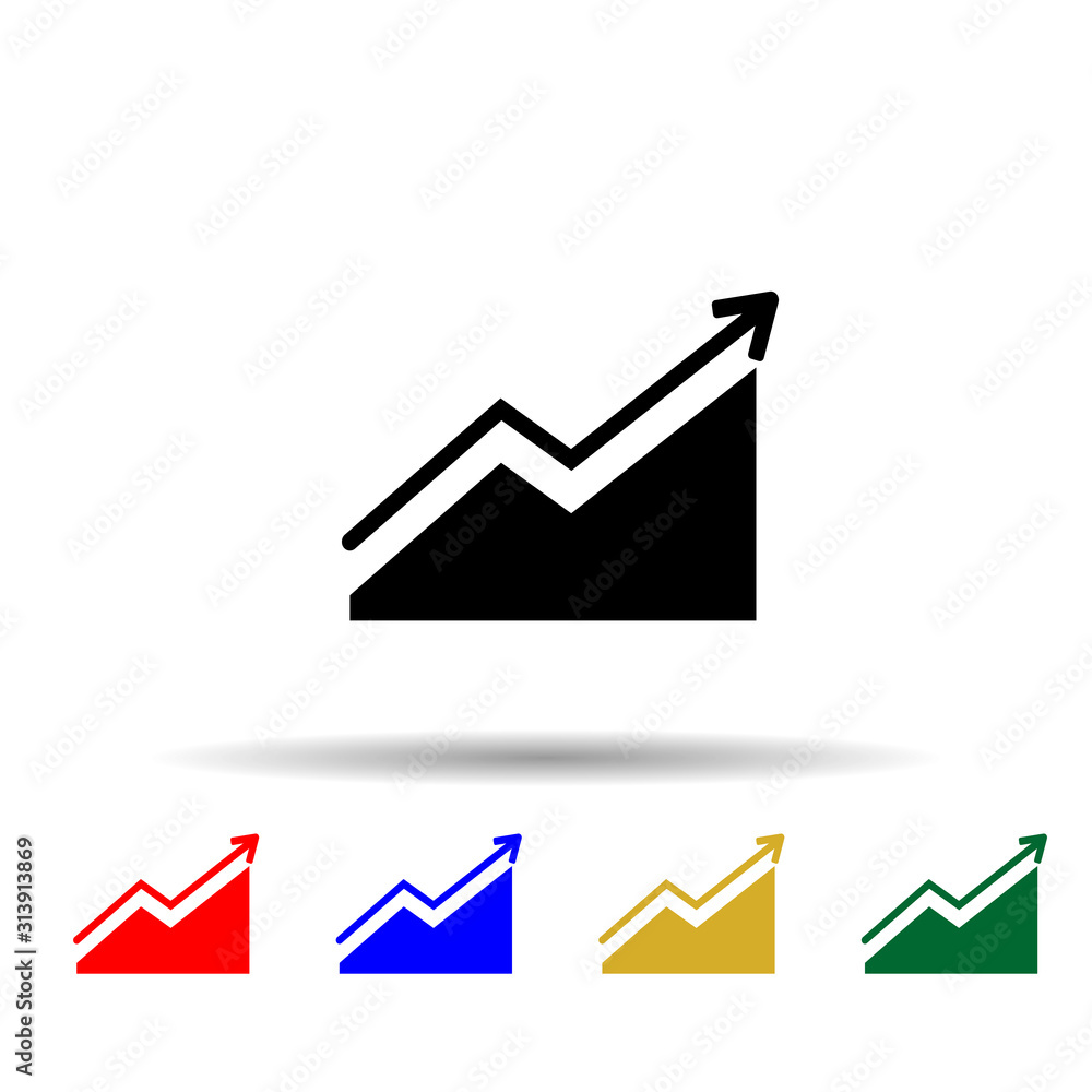 Poster growing graph multi color style icon. simple glyph, flat vector of profit icons for ui and ux, websi