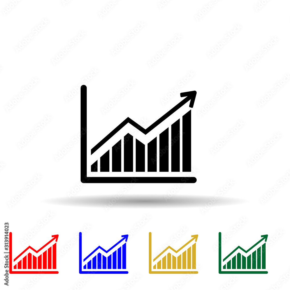 Poster growing graph multi color style icon. simple glyph, flat vector of profit icons for ui and ux, websi
