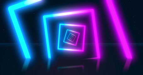 etric endless tunnel, blue pink spectrum, 3d render