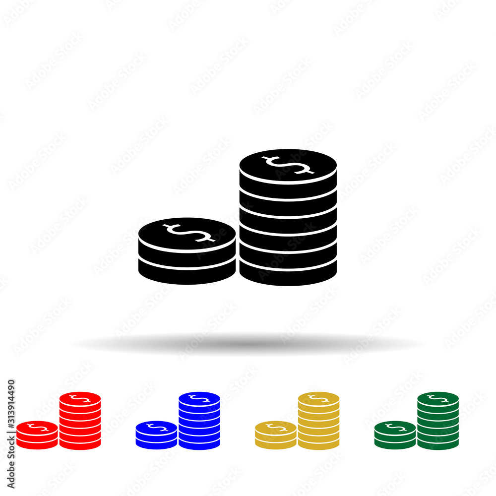 Poster dollar coins multi color style icon. simple glyph, flat vector of profit icons for ui and ux, websit