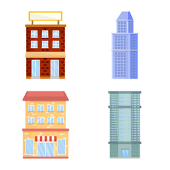 Vector design of facade and building logo. Set of facade and exterior stock vector illustration.