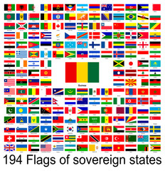 Guinea, collection of vector images of flags of the world