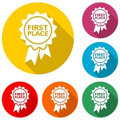 First place icon with long shadow