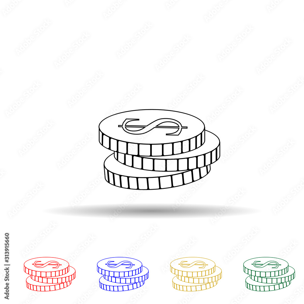 Poster dollar coins multi color style icon. simple glyph, flat vector of profit icons for ui and ux, websit