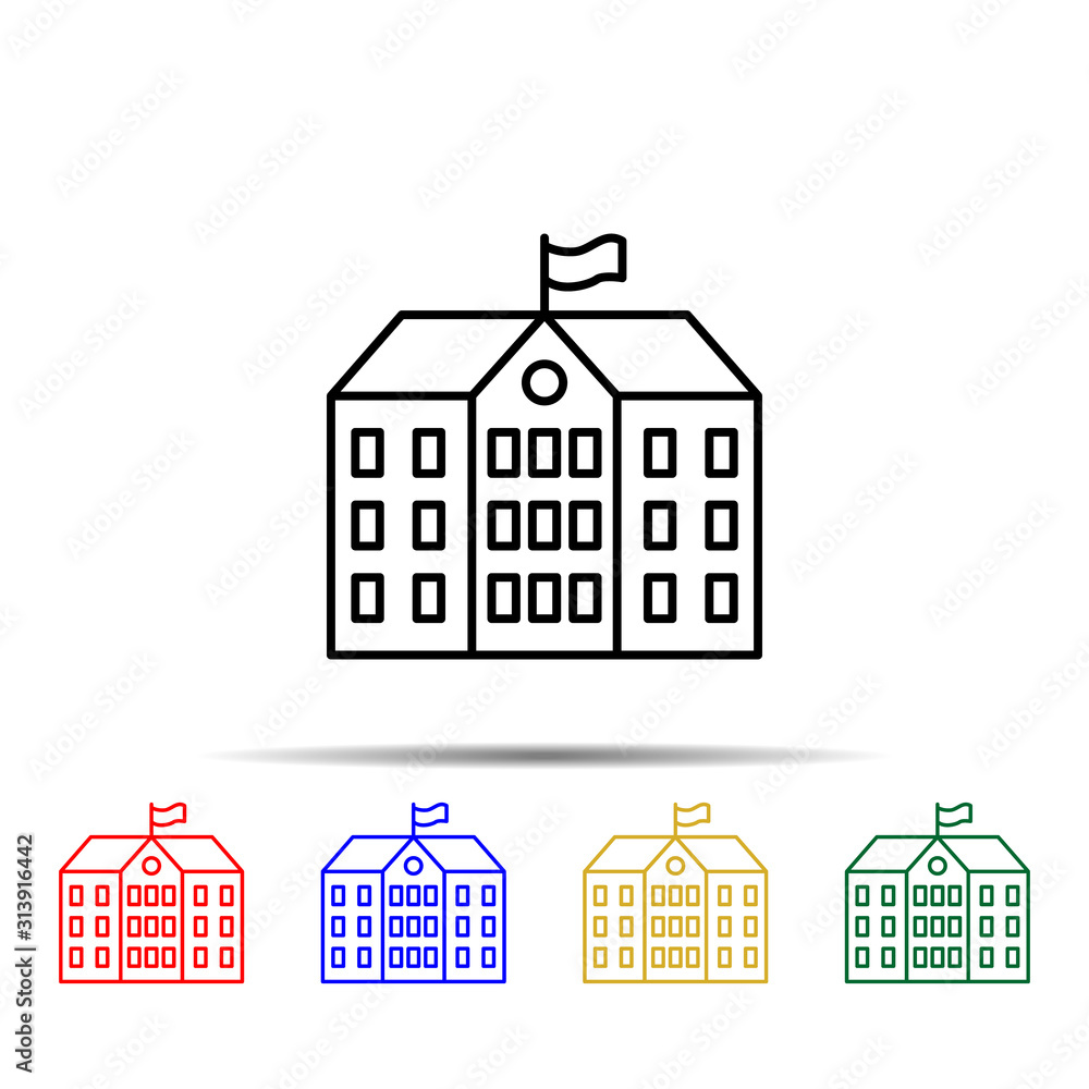 Poster school building multi color style icon. simple thin line, outline vector of school icons for ui and 