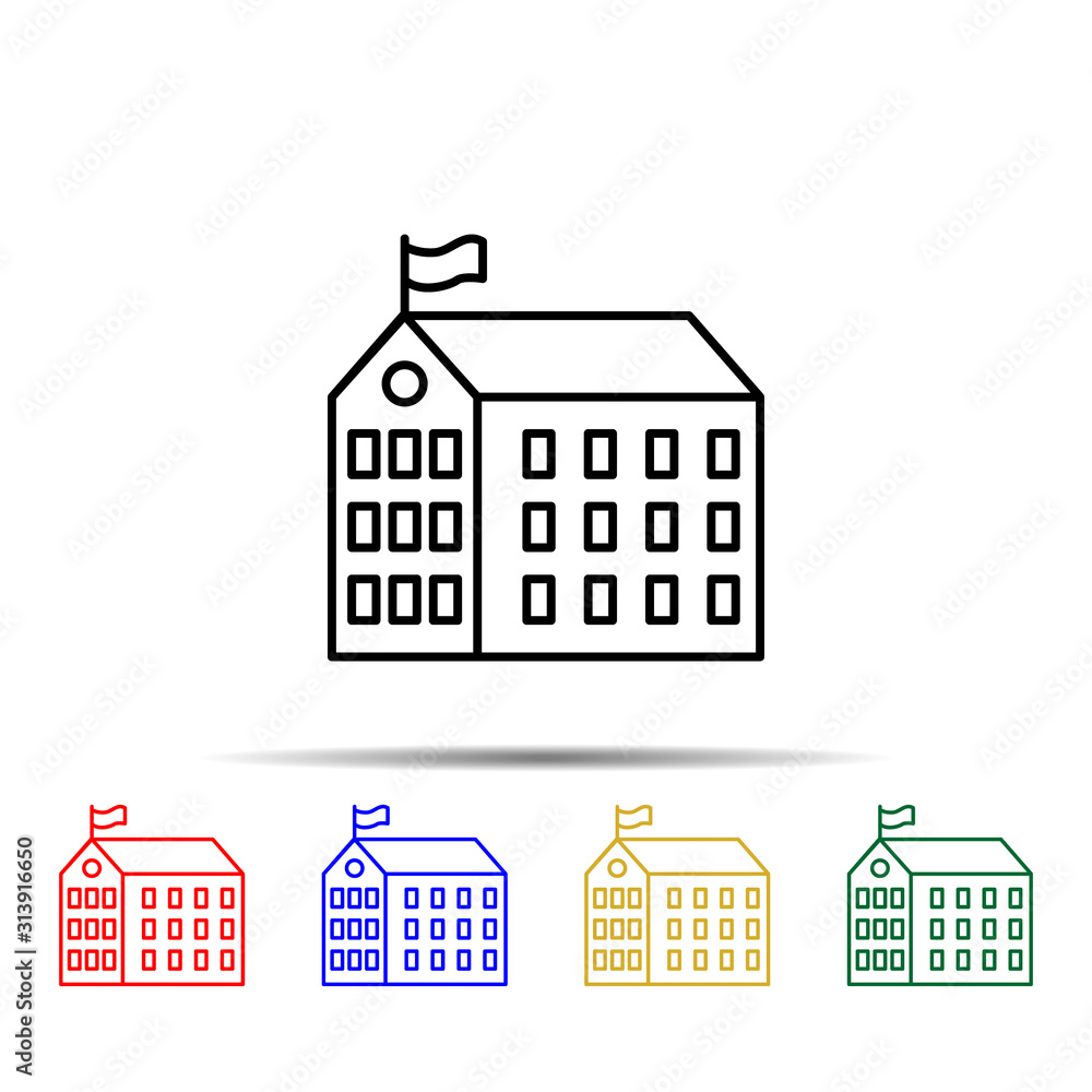 Poster school establishment multi color style icon. simple thin line, outline vector of school icons for ui