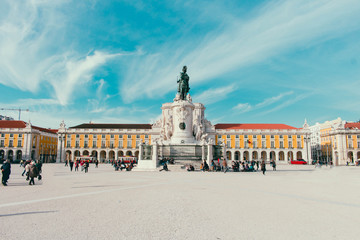 Plaça do comercio Lisbon (Portugal). - obrazy, fototapety, plakaty