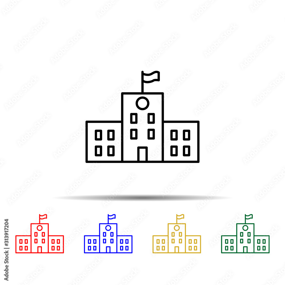 Poster school building multi color style icon. simple thin line, outline vector of school icons for ui and 