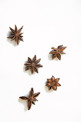 Anise on white background. Shallow dof