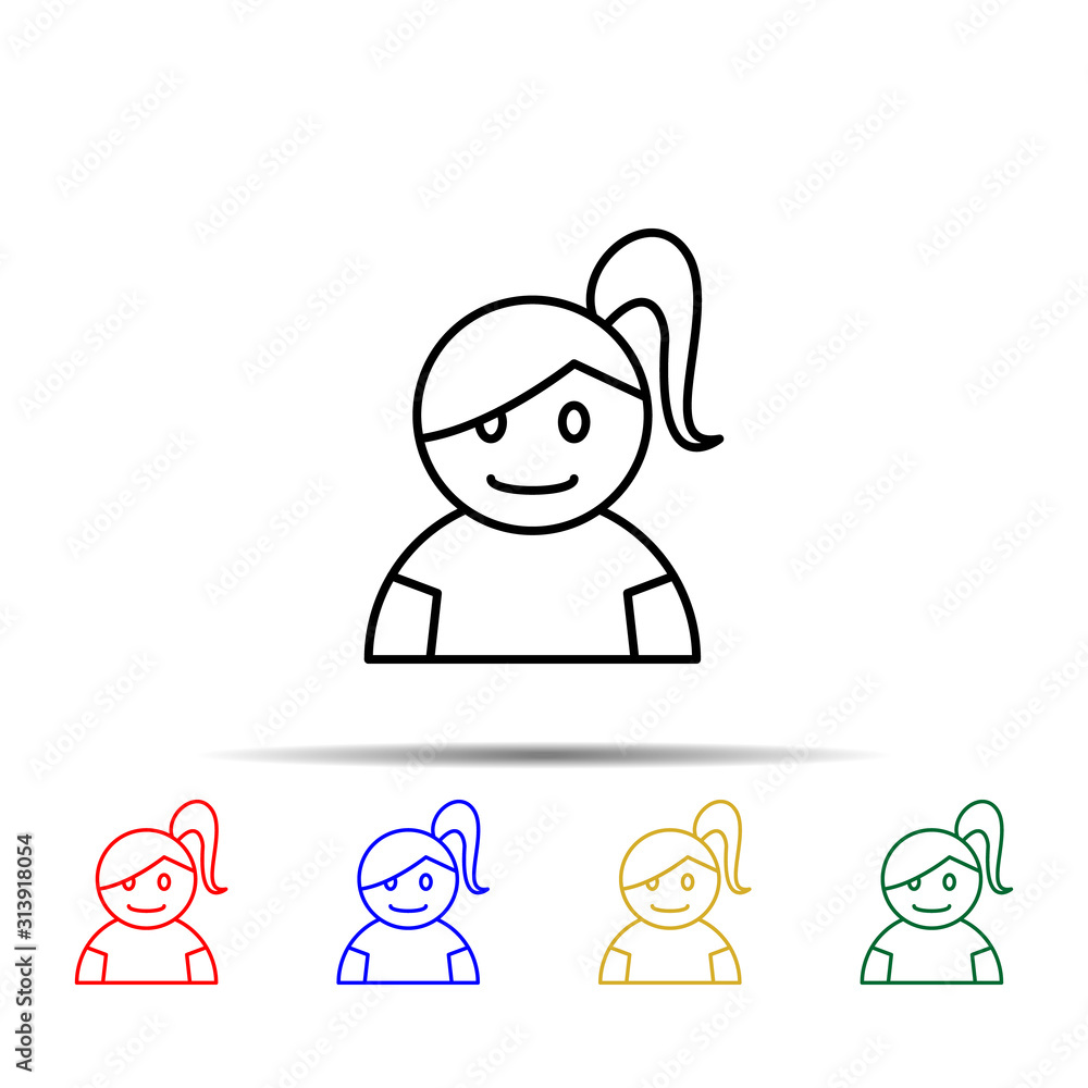 Poster schoolgirl multi color style icon. simple thin line, outline vector of school icons for ui and ux, w