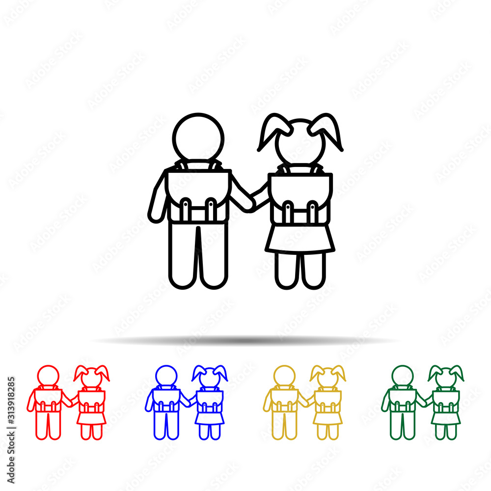 Aufkleber school children go to school multi color style icon. simple thin line, outline vector of school icon
