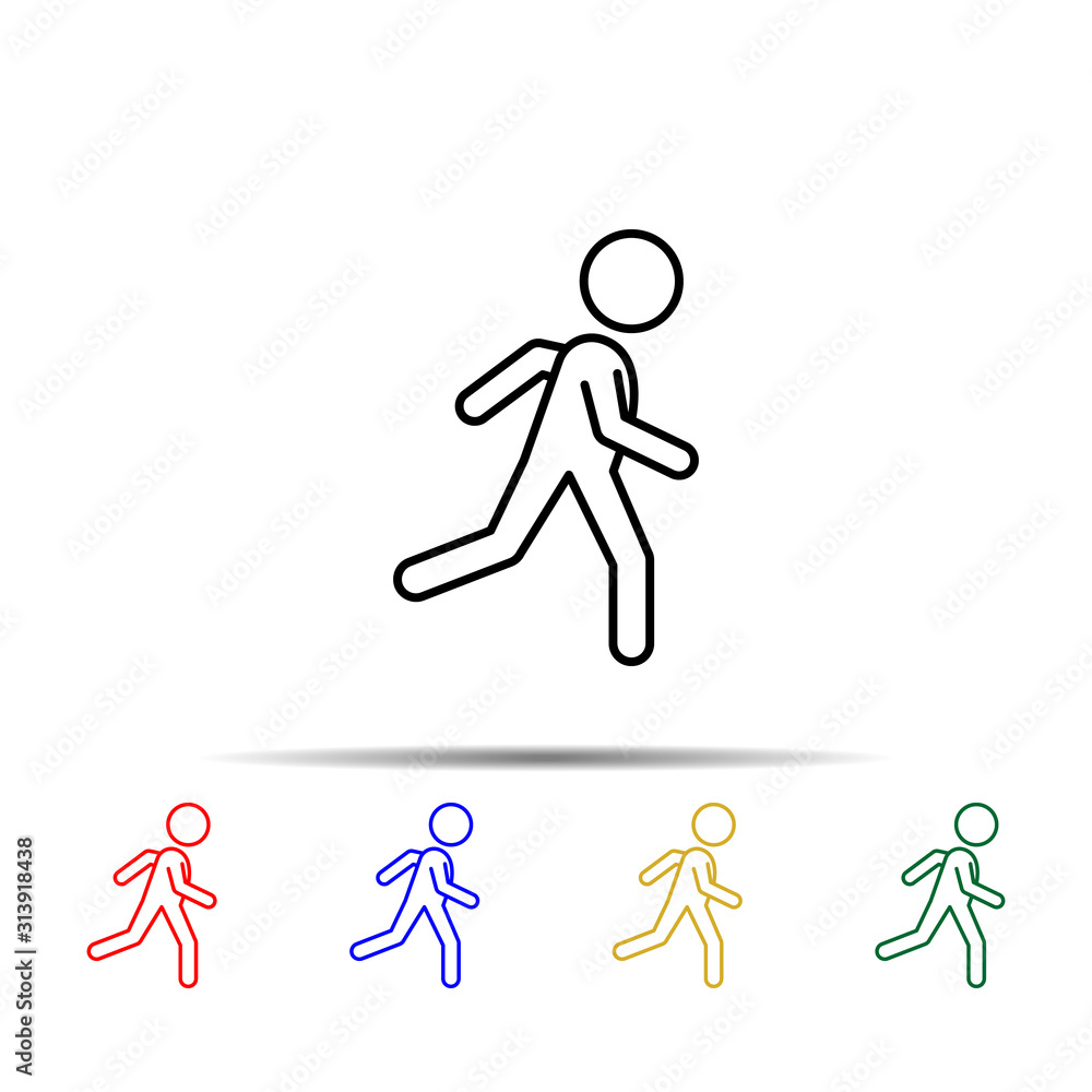 Poster schoolboy runs to school multi color style icon. simple thin line, outline vector of school icons fo