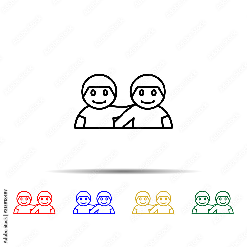 Poster school friends multi color style icon. Simple thin line, outline vector of school icons for ui and ux, website or mobile application
